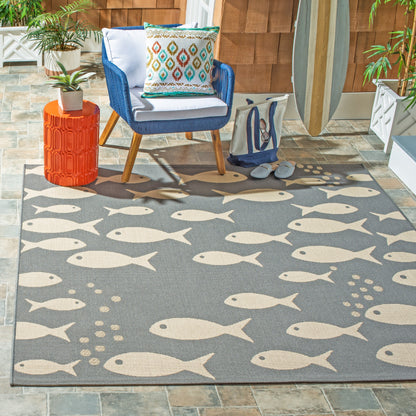 Tapis de jardin SAFAVIEH Courtyard Ragne imperméable pour intérieur/extérieur, terrasse ou jardin