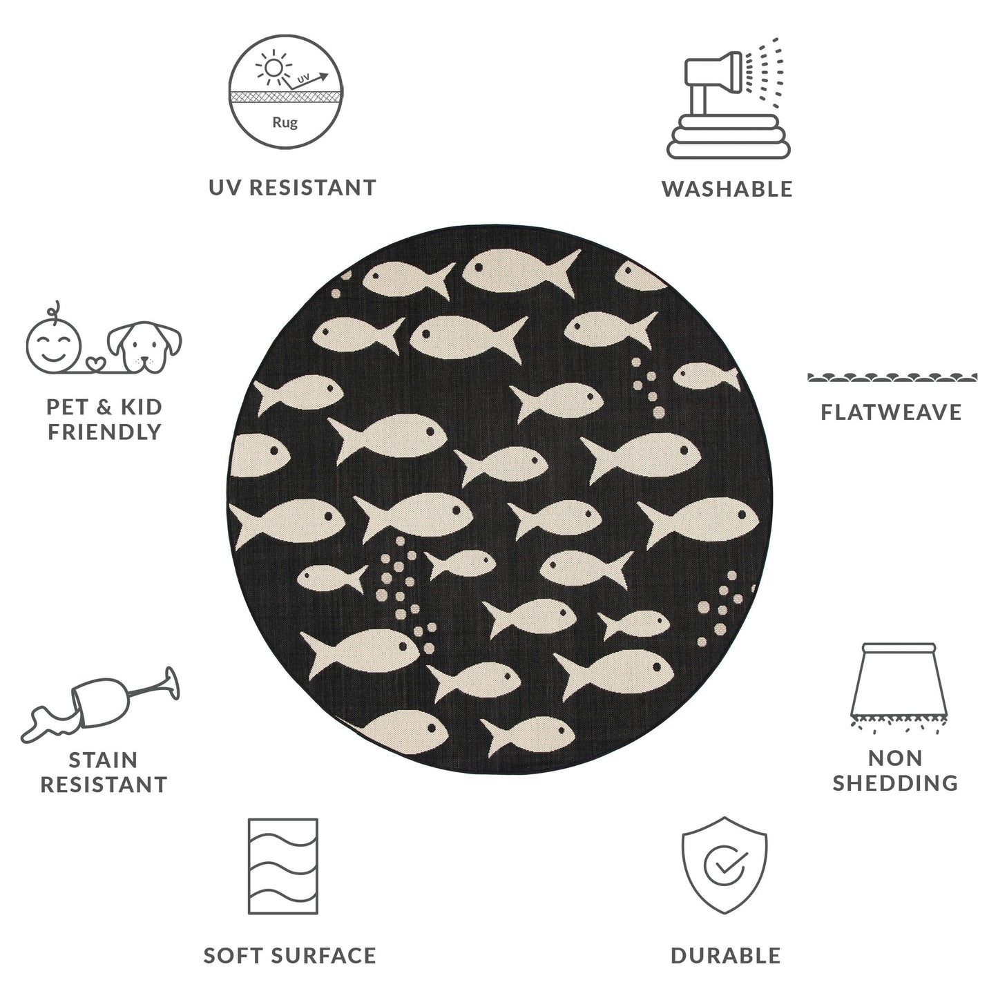 Tapis de jardin SAFAVIEH Courtyard Ragne imperméable pour intérieur/extérieur, terrasse ou jardin