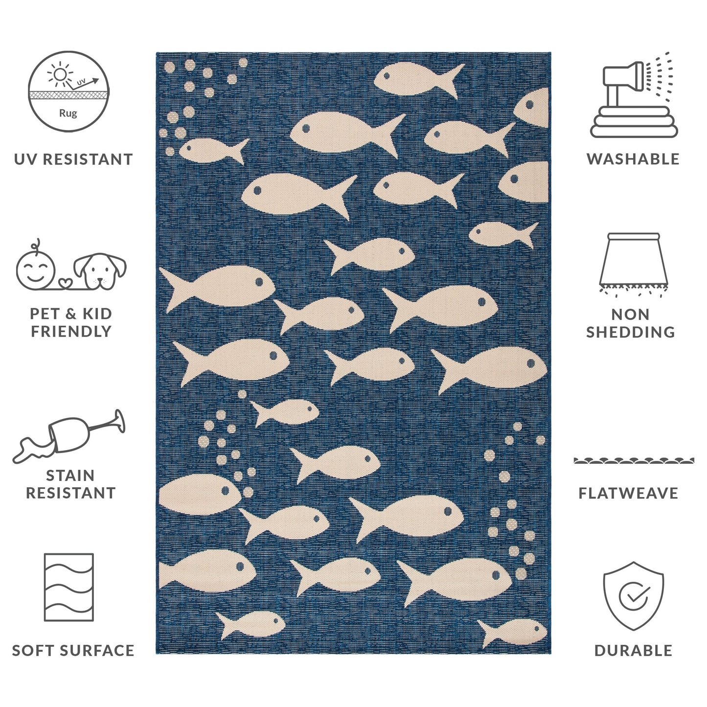 Tapis de jardin SAFAVIEH Courtyard Ragne imperméable pour intérieur/extérieur, terrasse ou jardin