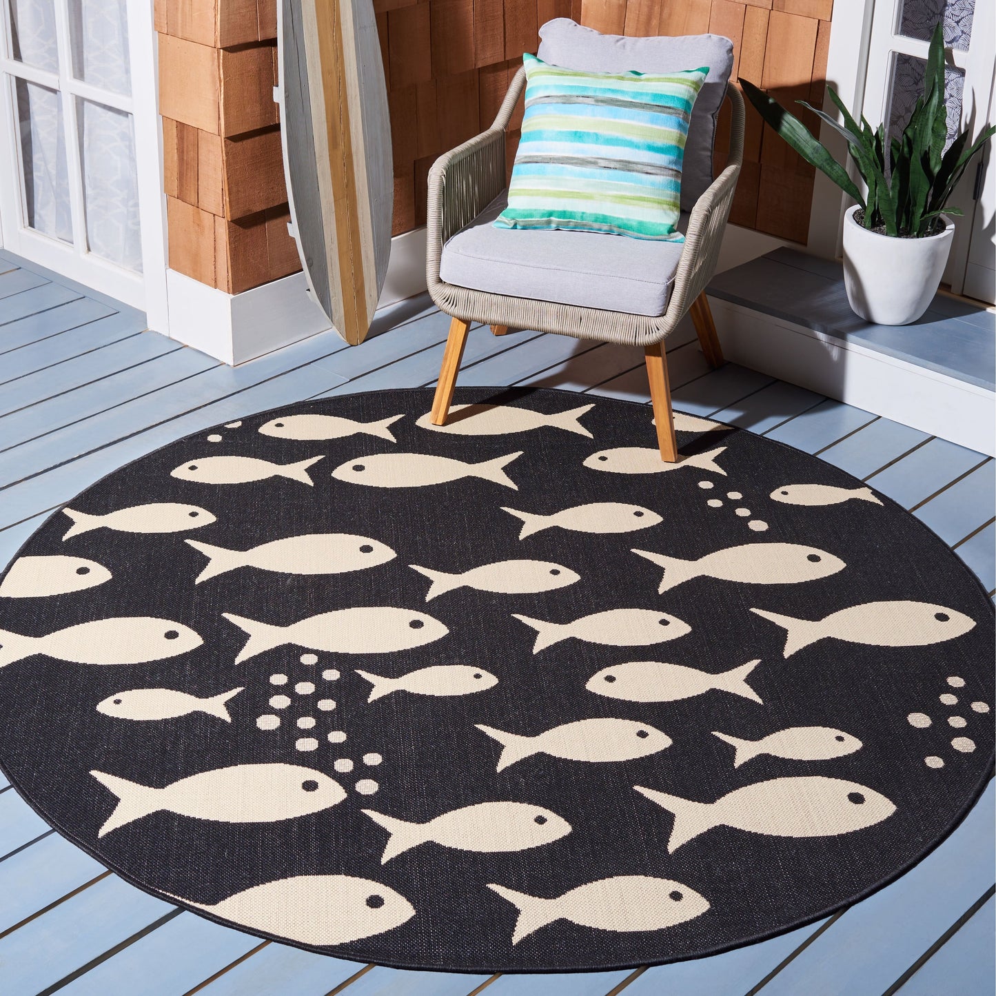 Tapis de jardin SAFAVIEH Courtyard Ragne imperméable pour intérieur/extérieur, terrasse ou jardin