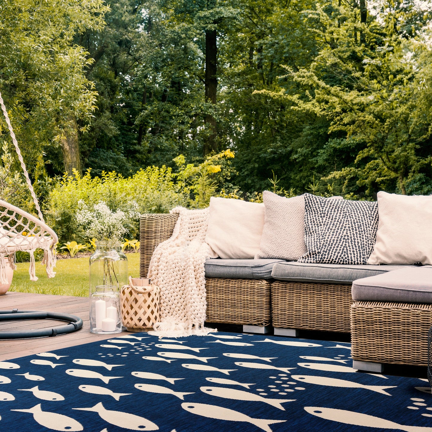 Tapis de jardin SAFAVIEH Courtyard Ragne imperméable pour intérieur/extérieur, terrasse ou jardin