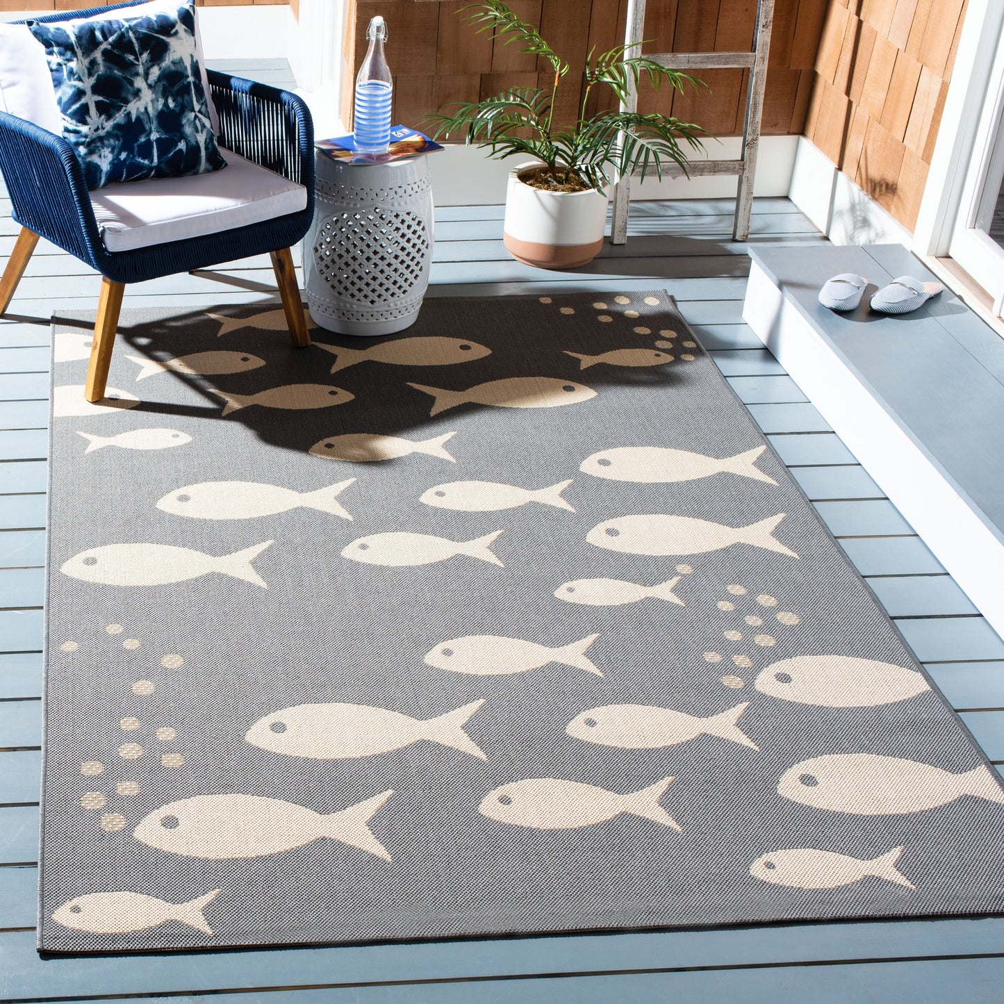 Tapis de jardin SAFAVIEH Courtyard Ragne imperméable pour intérieur/extérieur, terrasse ou jardin