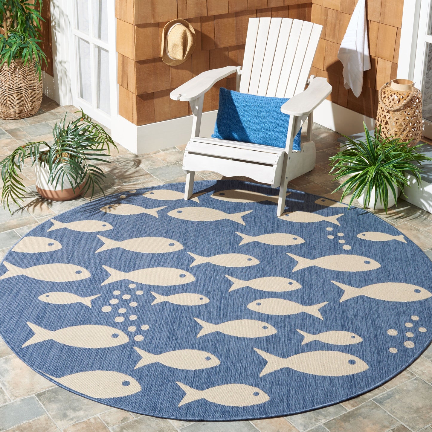 Tapis de jardin SAFAVIEH Courtyard Ragne imperméable pour intérieur/extérieur, terrasse ou jardin