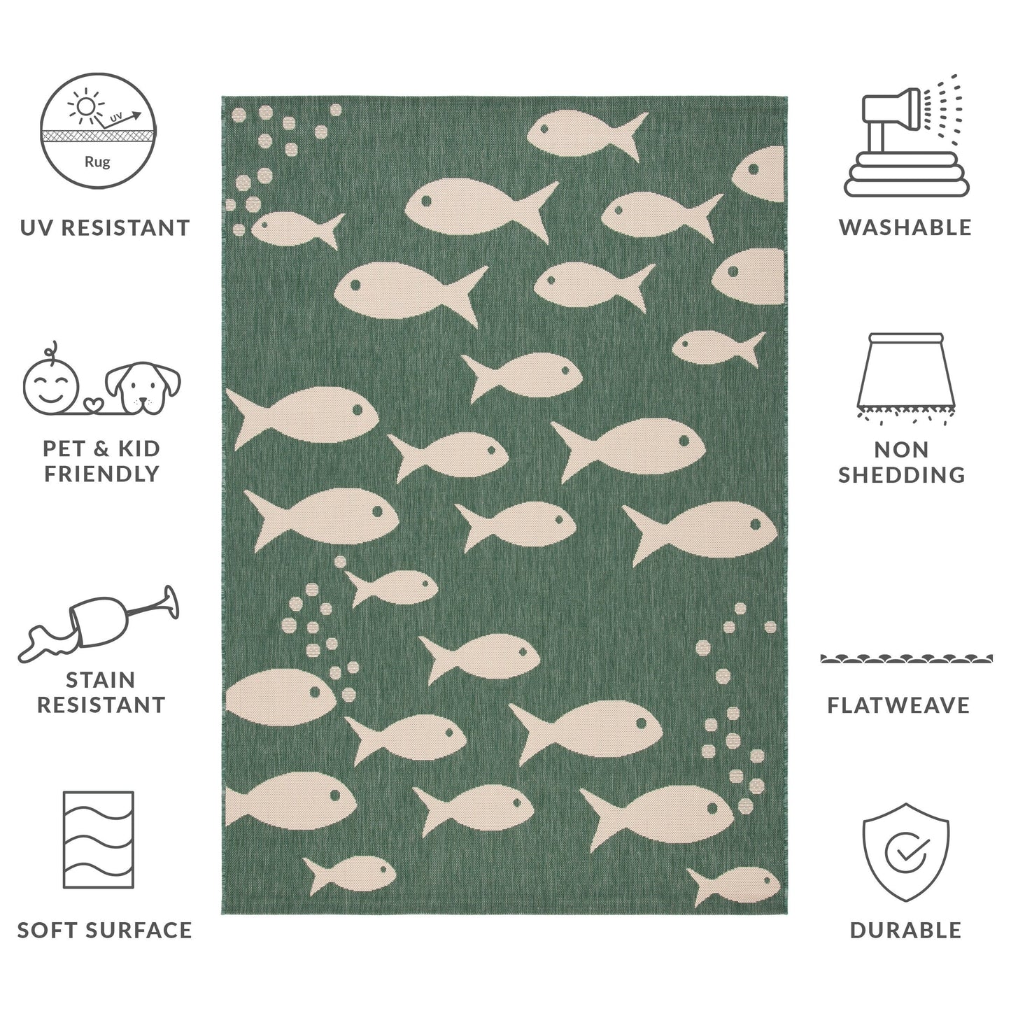 Tapis de jardin SAFAVIEH Courtyard Ragne imperméable pour intérieur/extérieur, terrasse ou jardin