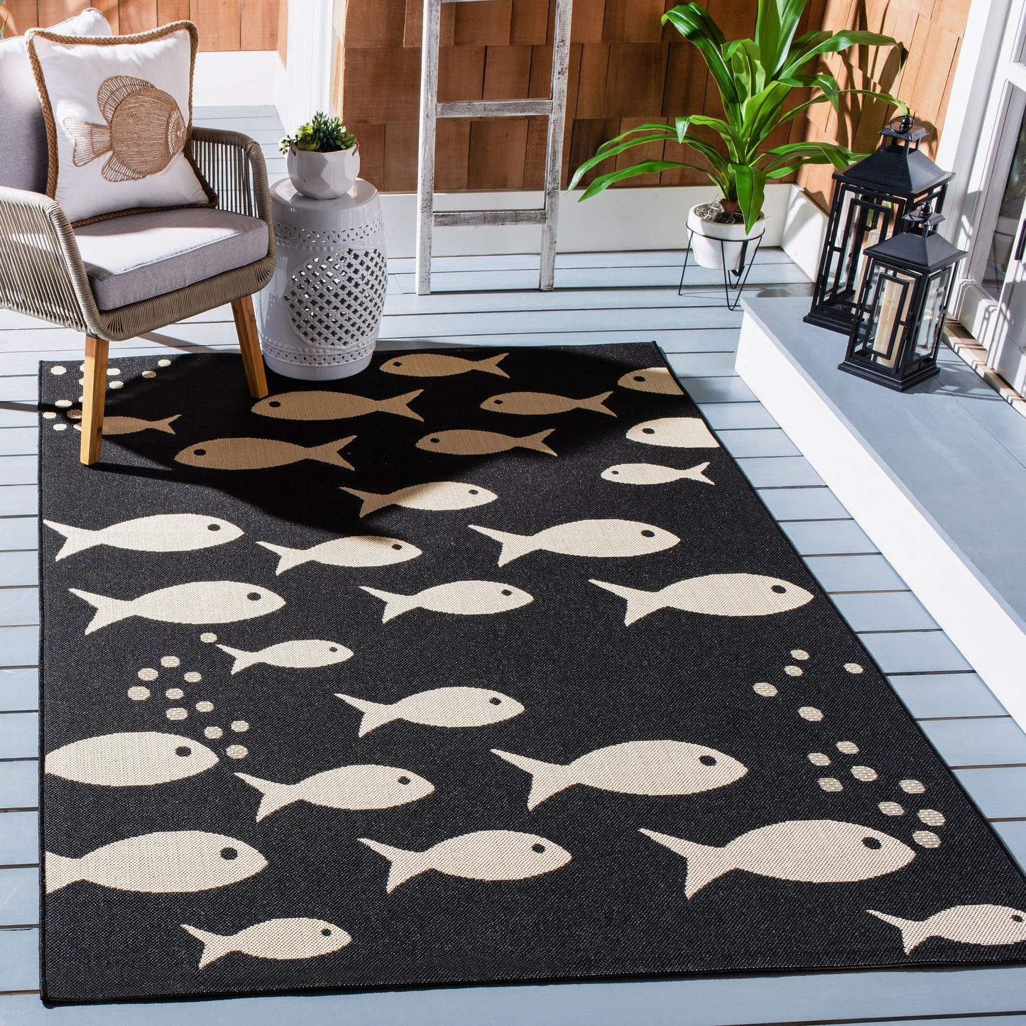 Tapis de jardin SAFAVIEH Courtyard Ragne imperméable pour intérieur/extérieur, terrasse ou jardin