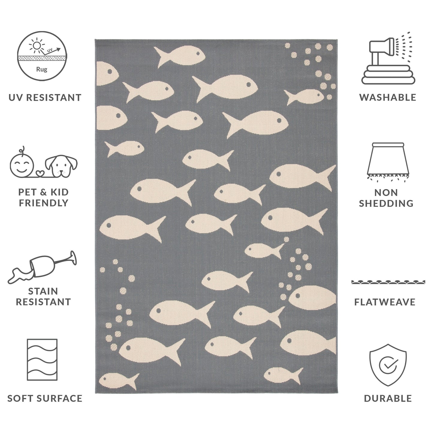 Tapis de jardin SAFAVIEH Courtyard Ragne imperméable pour intérieur/extérieur, terrasse ou jardin