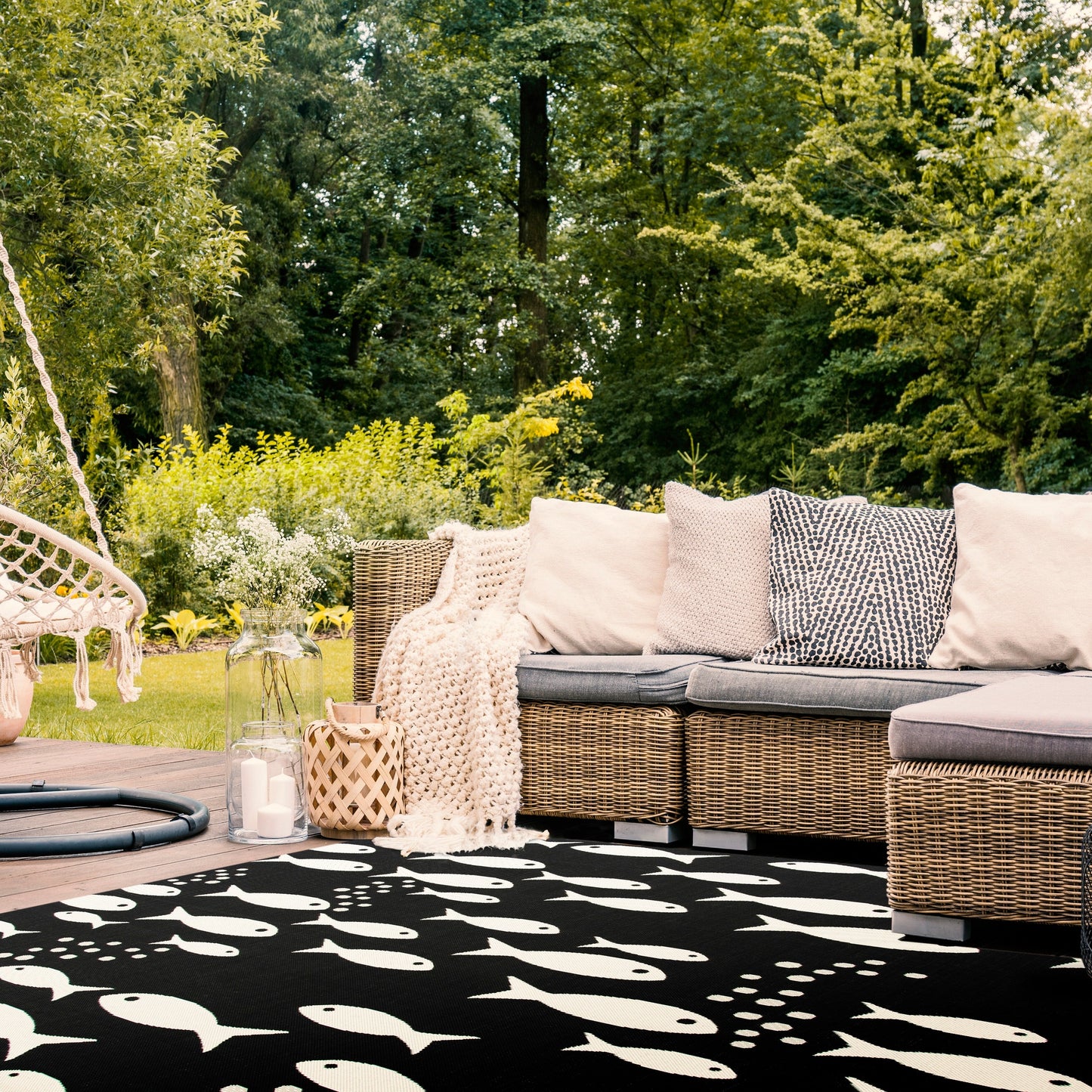 Tapis de jardin SAFAVIEH Courtyard Ragne imperméable pour intérieur/extérieur, terrasse ou jardin