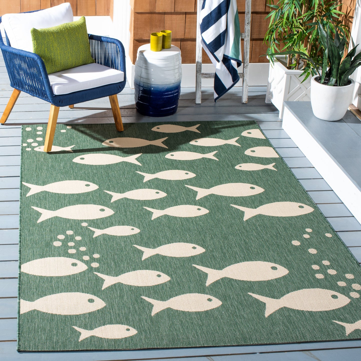 Tapis de jardin SAFAVIEH Courtyard Ragne imperméable pour intérieur/extérieur, terrasse ou jardin