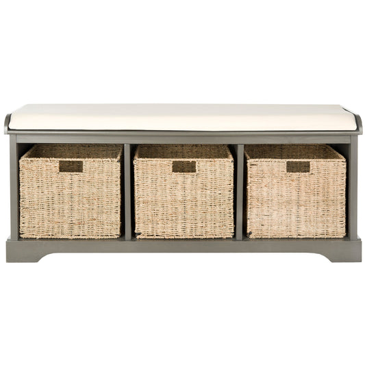 Banc de rangement SAFAVIEH Eola Gris/Blanc - 47 x 16,1 x 19,9 cm - 47 cm L x 16 cm P x 20 cm H