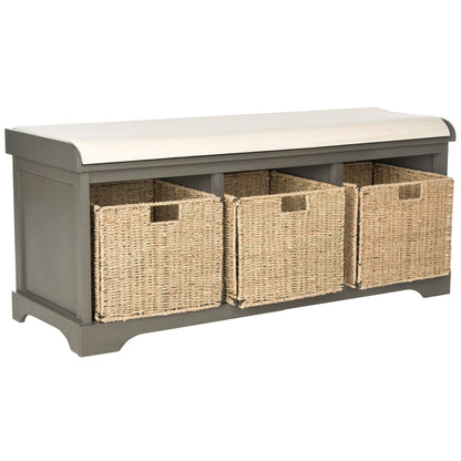 Banc de rangement SAFAVIEH Eola Gris/Blanc - 47 x 16,1 x 19,9 cm - 47 cm L x 16 cm P x 20 cm H