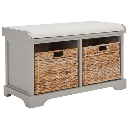 Banc-panier de rangement tressé SAFAVIEH Euphemia marron - 33,5 x 16,1 x 19,9 cm (34 po L x 16 po P x 20 po H)