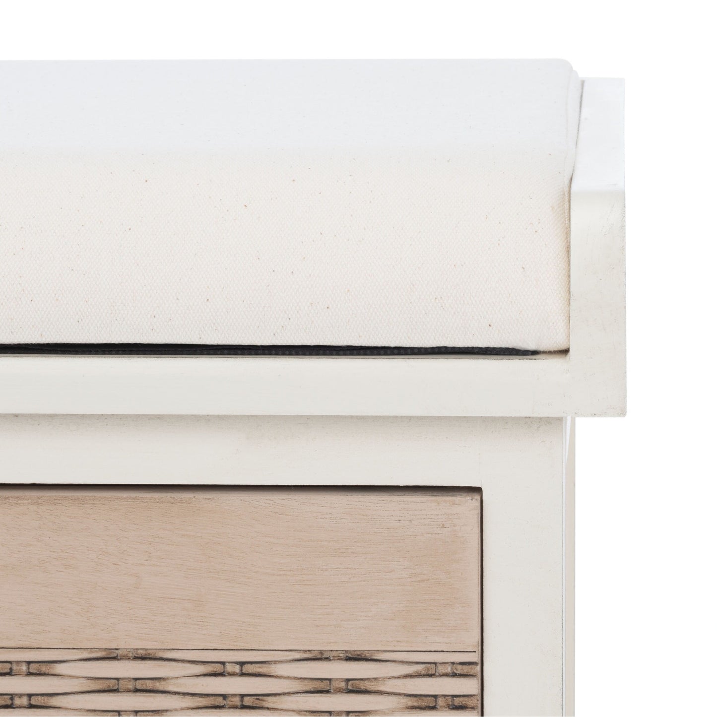 Banc de rangement SAFAVIEH Fiorello à 3 tiroirs avec coussin - 120 cm (L) x 38 cm (l) x 48 cm (H)