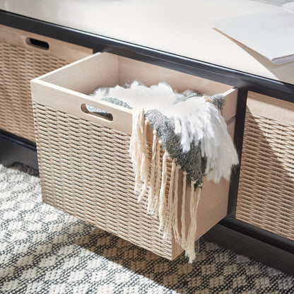 Banc de rangement SAFAVIEH Fiorello à 3 tiroirs avec coussin - 120 cm (L) x 38 cm (l) x 48 cm (H)