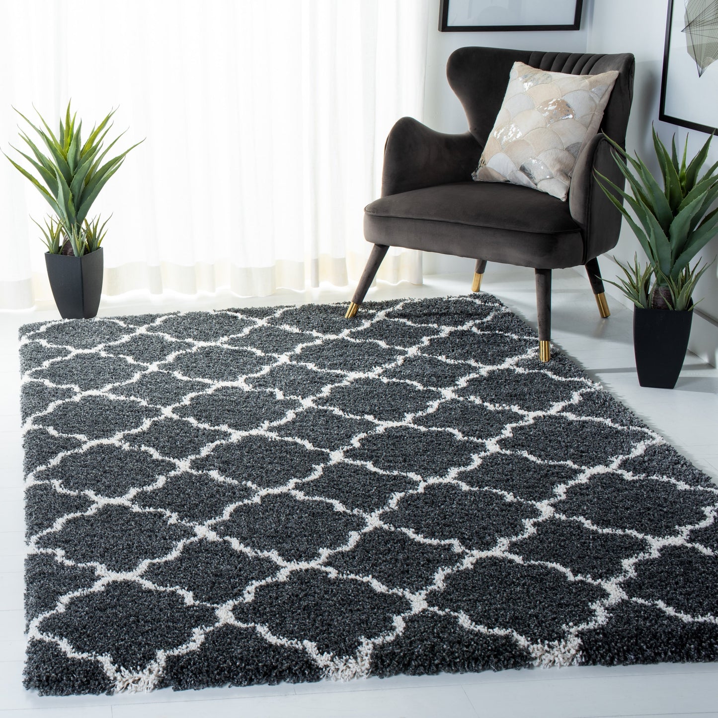 Tapis SAFAVIEH Hudson Shag Jeryl Glam Trellis de 5 cm d'épaisseur