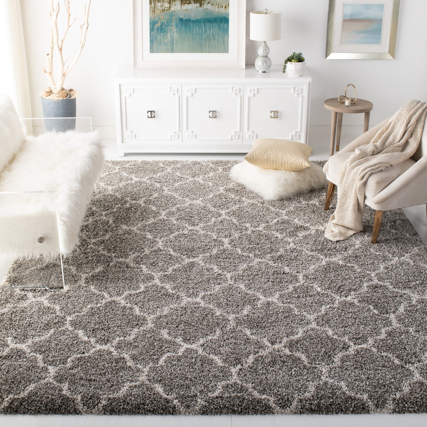 Tapis SAFAVIEH Hudson Shag Jeryl Glam Trellis de 5 cm d'épaisseur