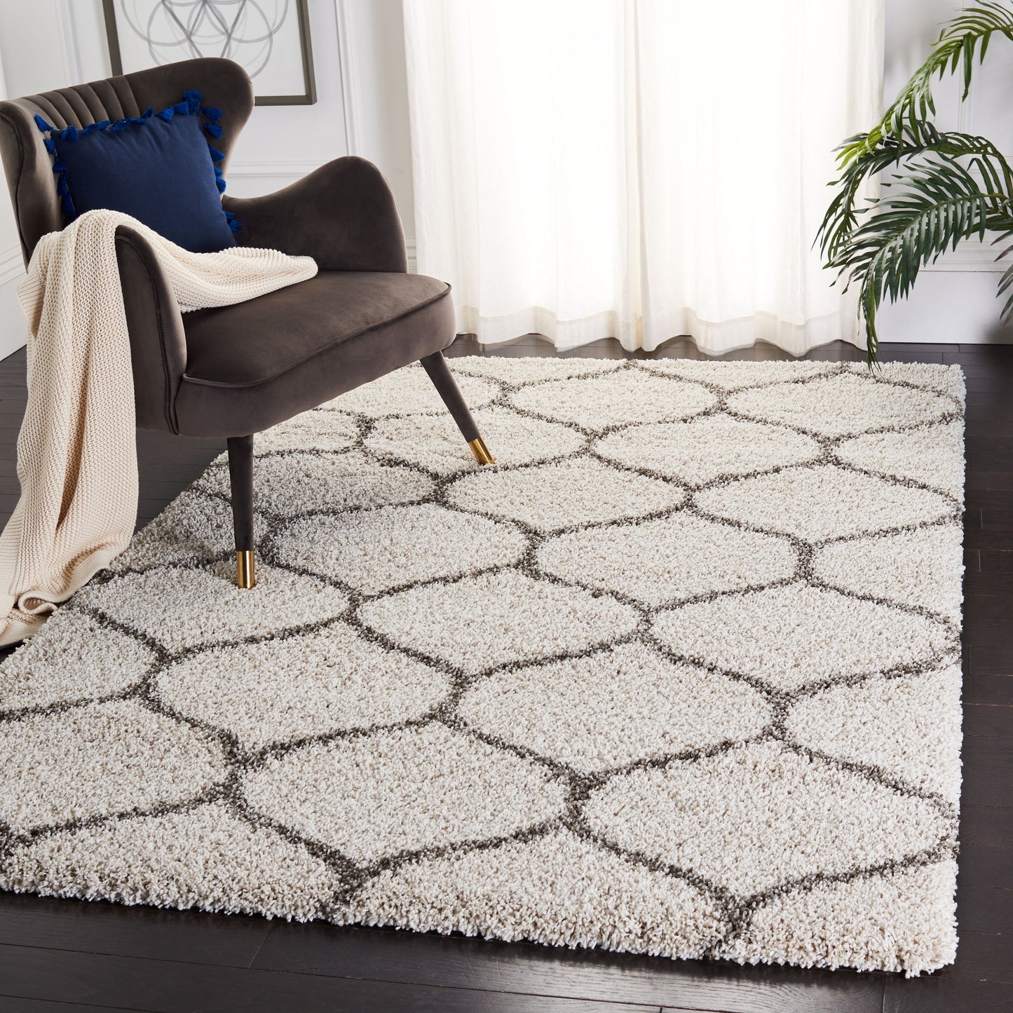 Tapis SAFAVIEH Hudson Shag Pushpa Trellis de 5 cm d'épaisseur