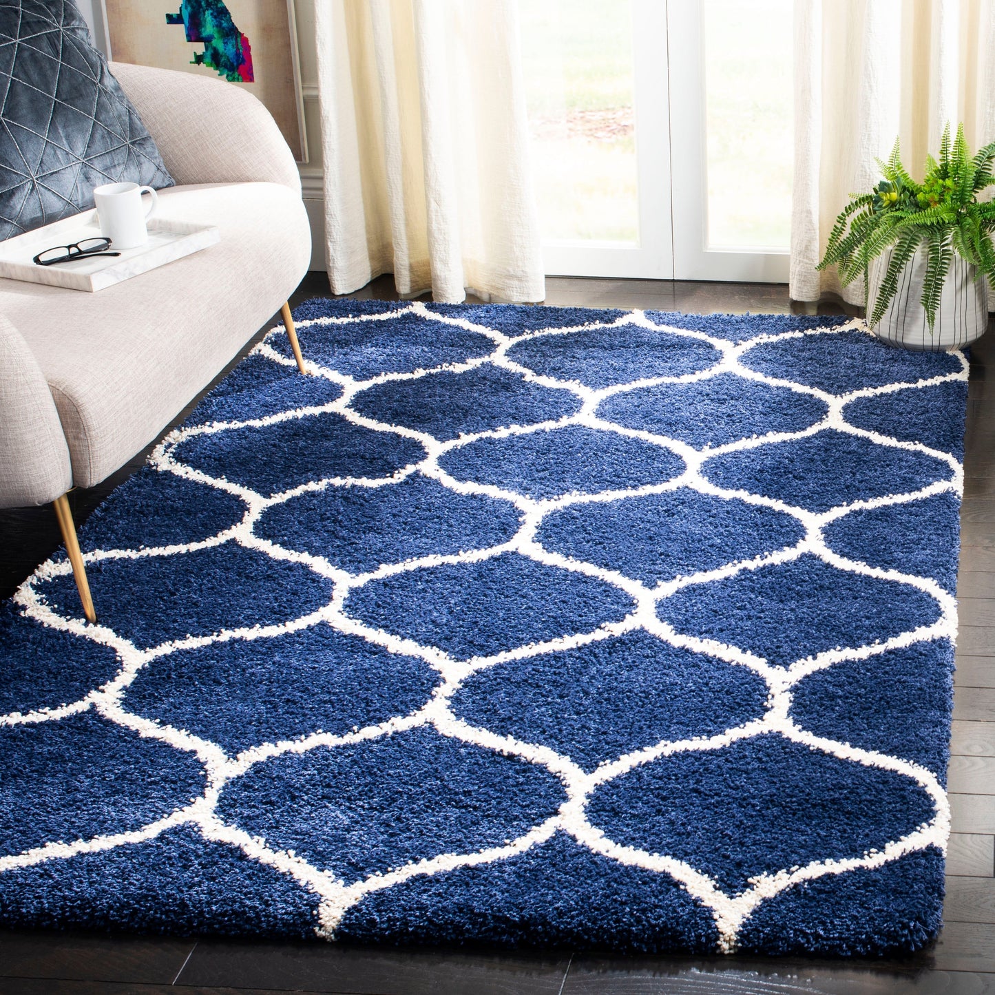 Tapis SAFAVIEH Hudson Shag Pushpa Trellis de 5 cm d'épaisseur