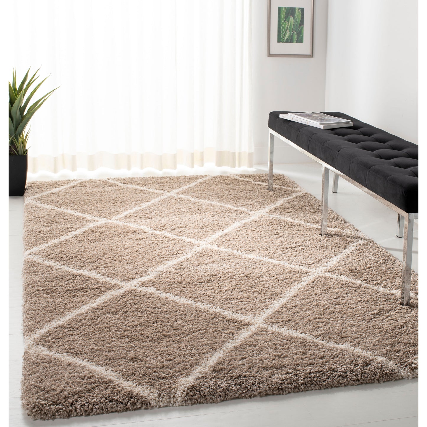 Tapis SAFAVIEH Hudson Shag Raili Diamond Trellis de 5 cm d'épaisseur