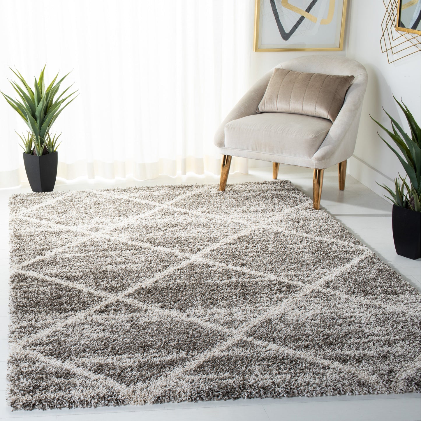 Tapis SAFAVIEH Hudson Shag Raili Diamond Trellis de 5 cm d'épaisseur