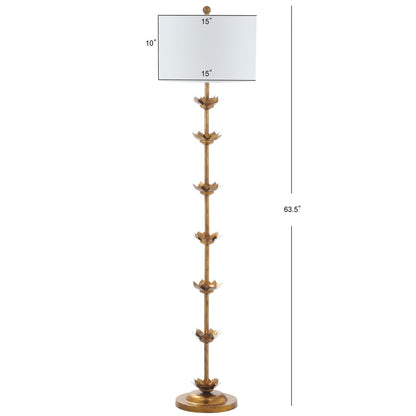 Lampadaire LED Doretha de SAFAVIEH Lighting, finition feuille d'or, 162,5 cm (64 pouces) - 38 x 38 x 161 cm (15 x 15 x 63,5 pouces) - Or antique - 38 x 38 x 162 cm (15 x 15 x 64 pouces)