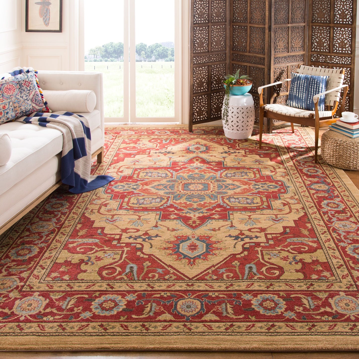 Tapis SAFAVIEH Mahal Beverley Traditionnel Grandeur Rouge/Naturel