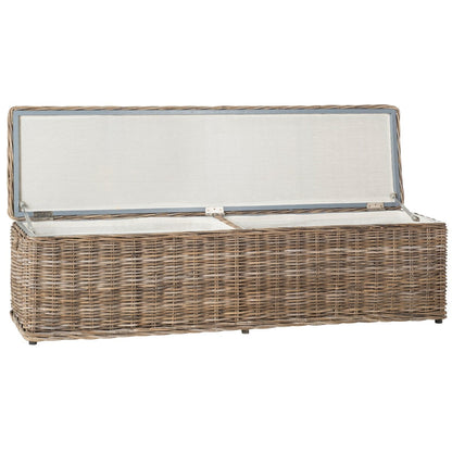 Coffre de rangement SAFAVIEH Marcelien en rotin naturel gris - 63 x 18,1 x 18,7 cm - 63 cm (L) x 18 cm (P) x 19 cm (H)