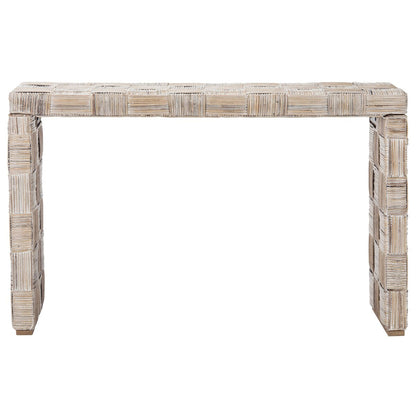 Console en rotin Mindel SAFAVIEH - 51 cm (L) x 14 cm (P) x 32 cm (H)