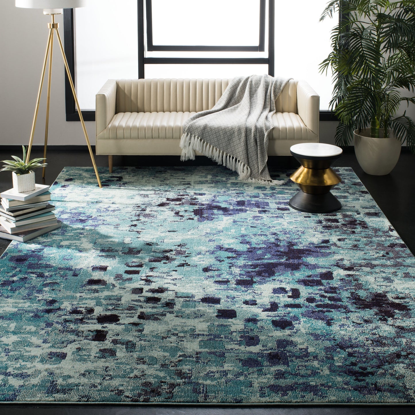 Tapis SAFAVIEH Monaco Panna Boho Abstrait Moderne Aquarelle