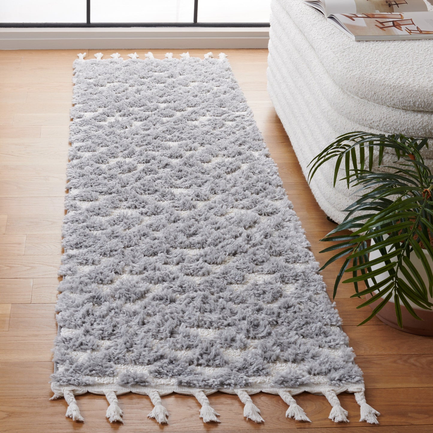 Tapis SAFAVIEH marocain à franges et poils longs Delores, épaisseur 5 cm