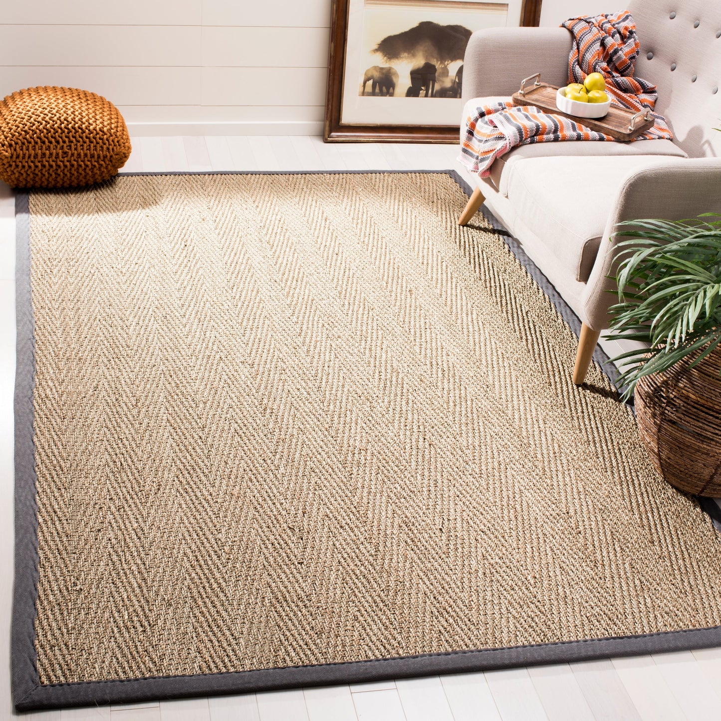 Tapis Trilby en fibres naturelles SAFAVIEH à chevrons en jonc de mer
