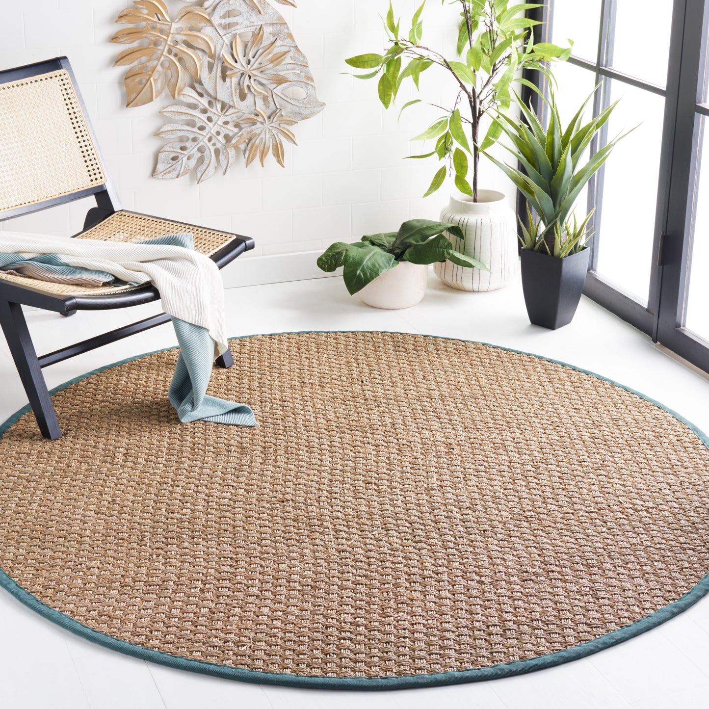 Tapis SAFAVIEH en fibres naturelles Zymryd à motif vannerie en jonc de mer