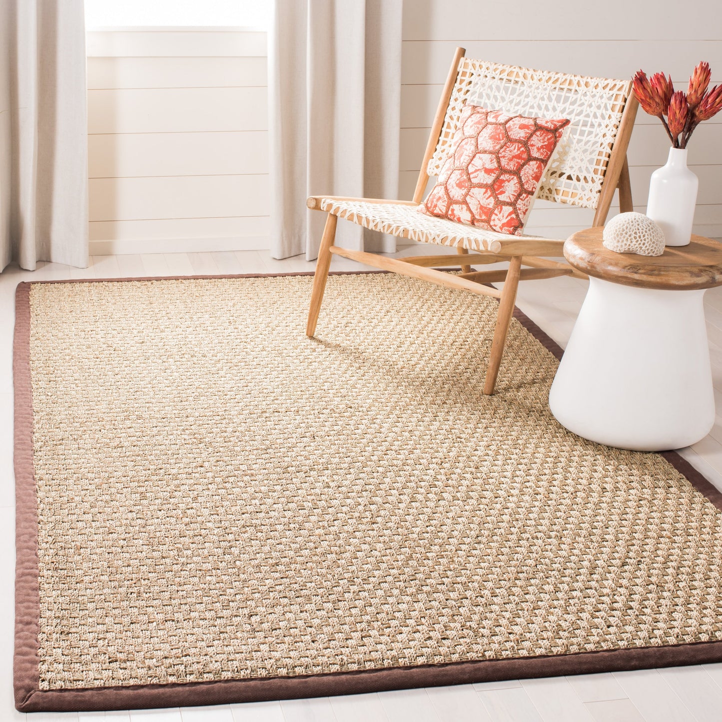 Tapis SAFAVIEH en fibres naturelles Zymryd à motif vannerie en jonc de mer