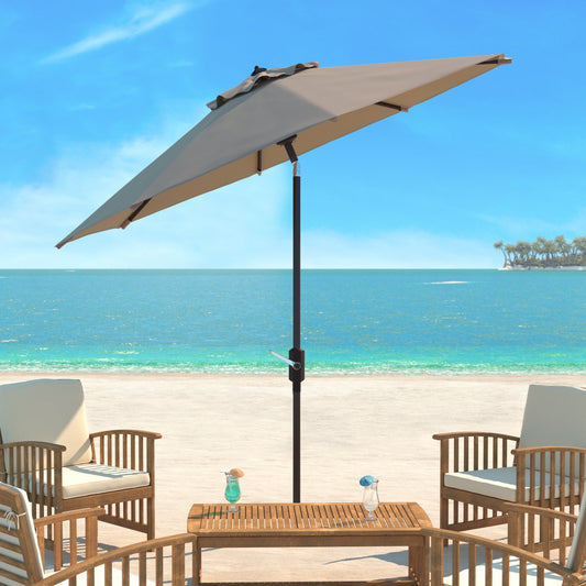 Parasol de terrasse SAFAVIEH Rieta en aluminium, inclinable et à manivelle, 2,74 m (9 pi), base non incluse