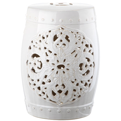 Tabouret de jardin décoratif en céramique blanche antique SAFAVIEH Sharareh