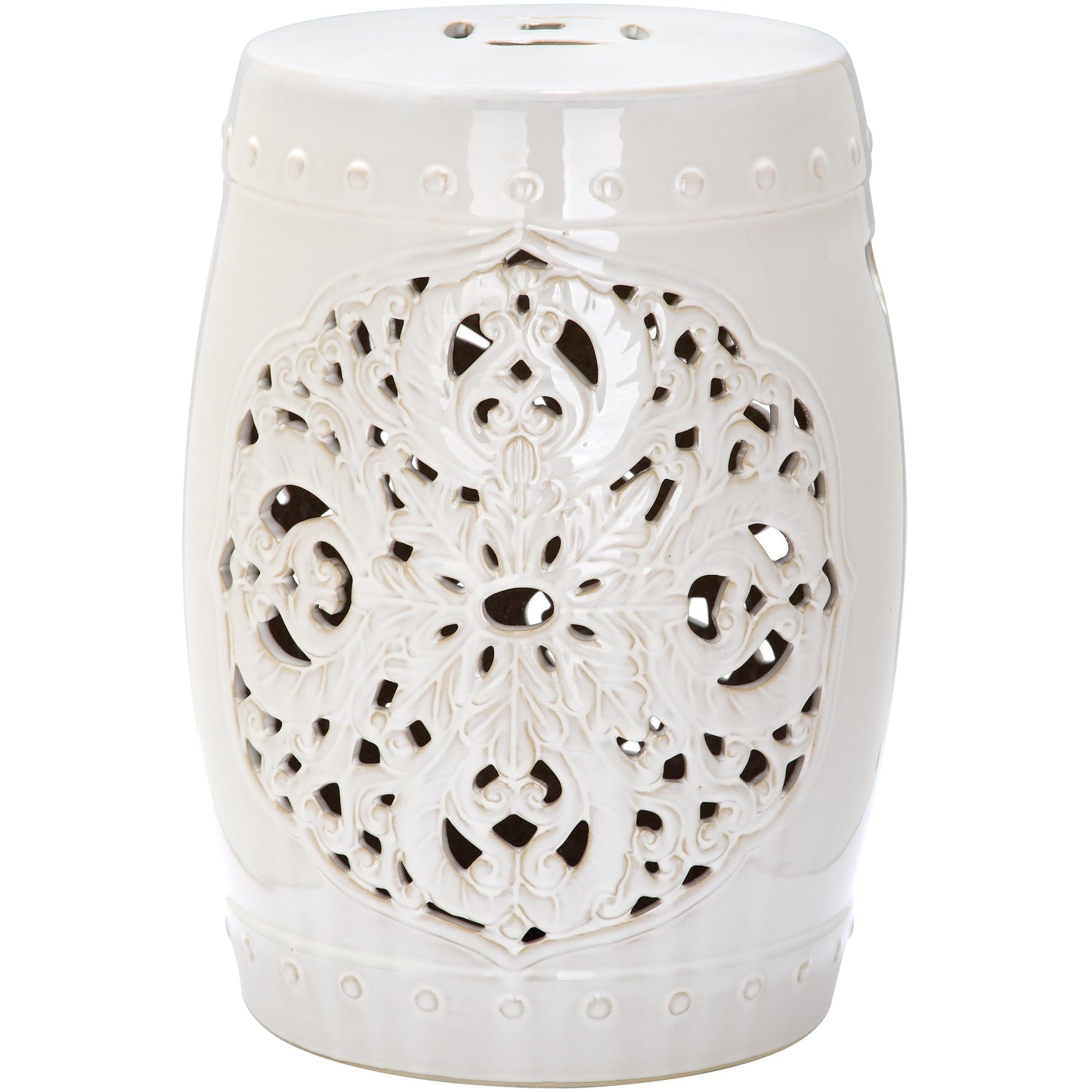 Tabouret de jardin décoratif en céramique blanche antique SAFAVIEH Sharareh