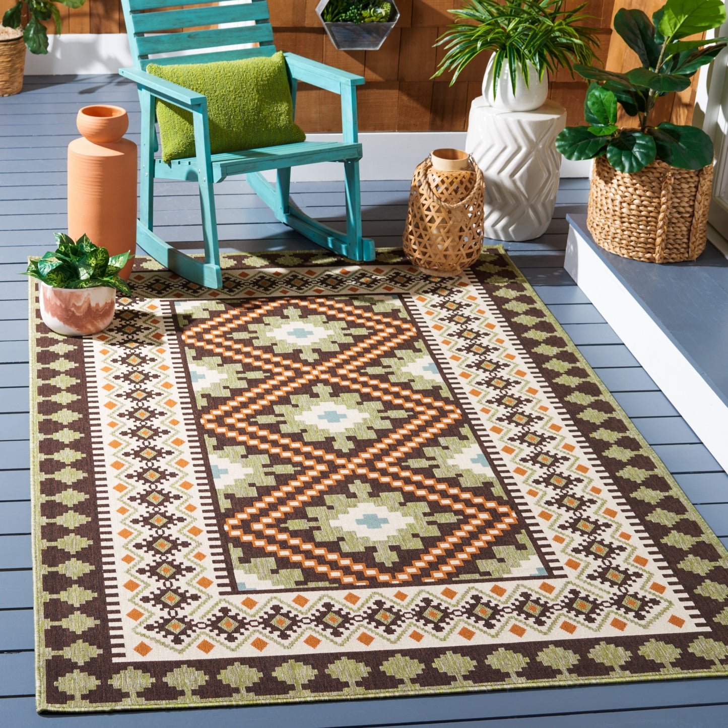 Tapis d'intérieur/extérieur imperméable SAFAVIEH Veranda Rita pour terrasse ou jardin