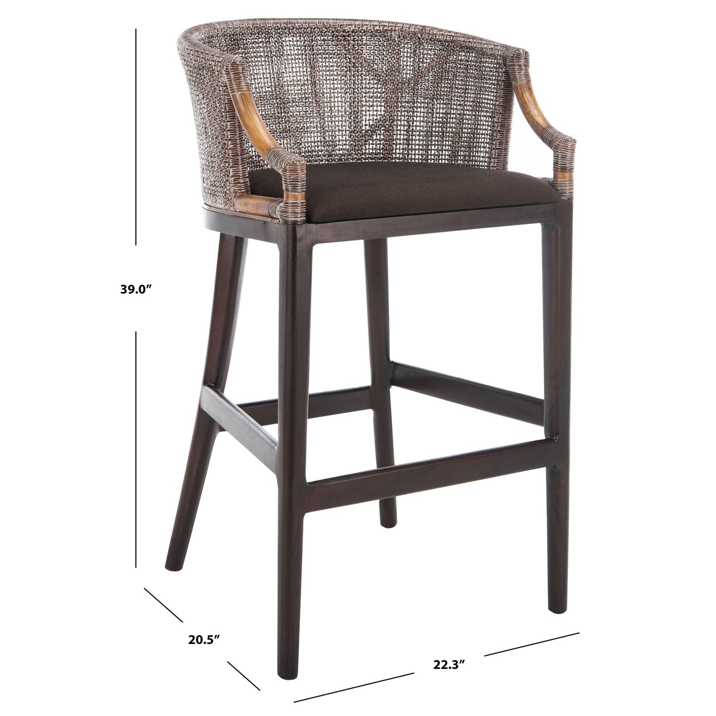 Tabouret de bar SAFAVIEH Virona en rotin 76 cm (22,3 po L x 20,5 po P x 39 po H)