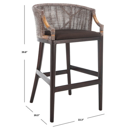 Tabouret de bar SAFAVIEH Virona en rotin 76 cm (22,3 po L x 20,5 po P x 39 po H)