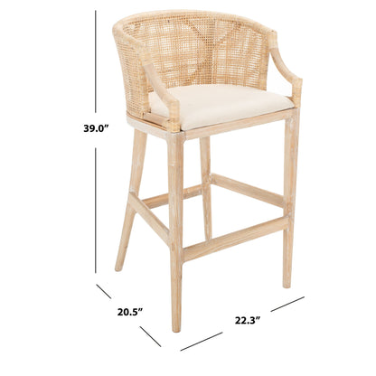 Tabouret de bar SAFAVIEH Virona en rotin 76 cm (22,3 po L x 20,5 po P x 39 po H)