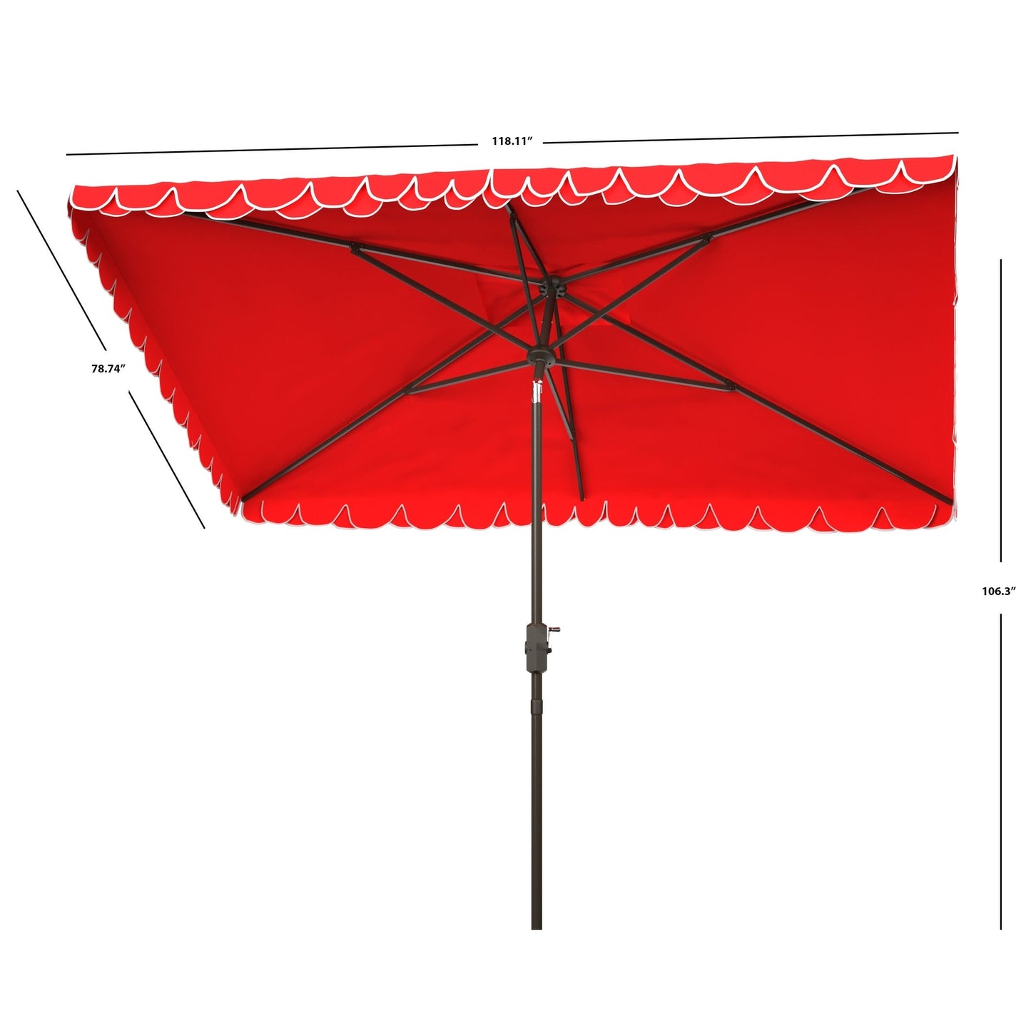 Parasol rectangulaire d'extérieur SAFAVIEH Zariah 6'x10' avec lambrequin