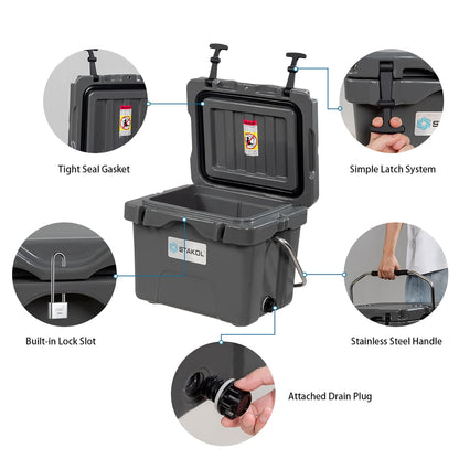 Glacière portable SKTAKOL 16 pintes (15 litres) étanche, capacité 24 canettes de glace - Voir les détails