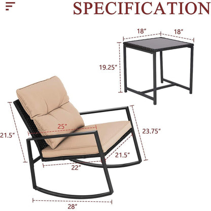 Ensemble bistro à bascule 3 pièces en métal noir SUNCROWN pour terrasse extérieure