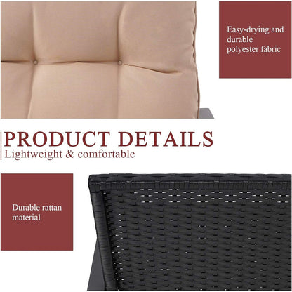 Ensemble bistro à bascule 3 pièces en métal noir SUNCROWN pour terrasse extérieure