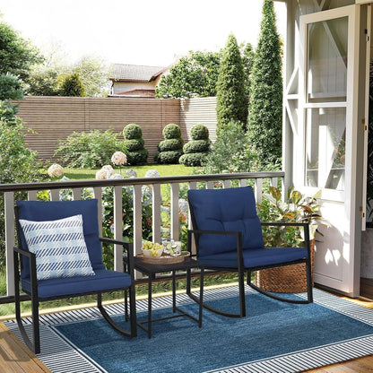 Ensemble bistro à bascule 3 pièces en métal noir SUNCROWN pour terrasse extérieure