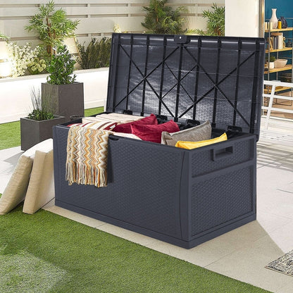 Coffre de rangement extérieur SUNCROWN en résine résistante aux intempéries, 75-120 gallons, pour meubles et accessoires