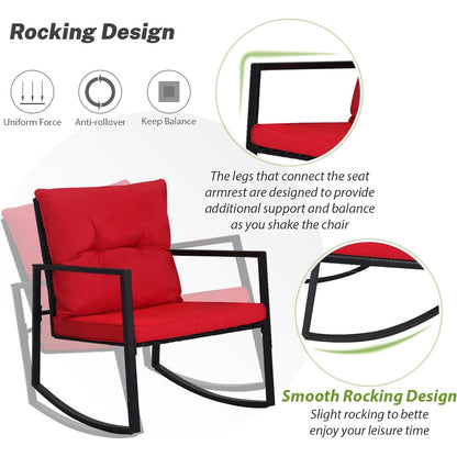 Ensemble bistro à bascule 3 pièces en métal noir SUNCROWN pour terrasse extérieure