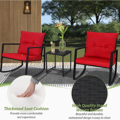 Ensemble bistro à bascule 3 pièces en métal noir SUNCROWN pour terrasse extérieure