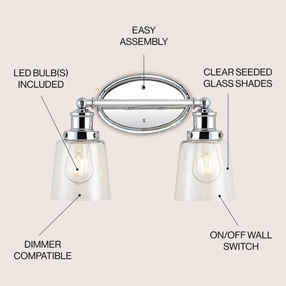 Applique murale LED Sandrine à 3 lumières en fer et verre bullé, style cottage classique, par JONATHAN Y
