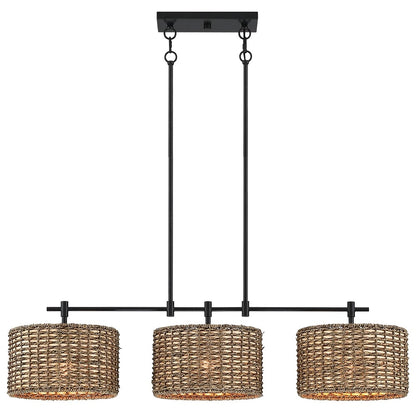 Lustre linéaire noir à 3 lumières style ferme pour îlot de cuisine - 41 W