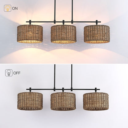 Lustre linéaire noir à 3 lumières style ferme pour îlot de cuisine - 41 W